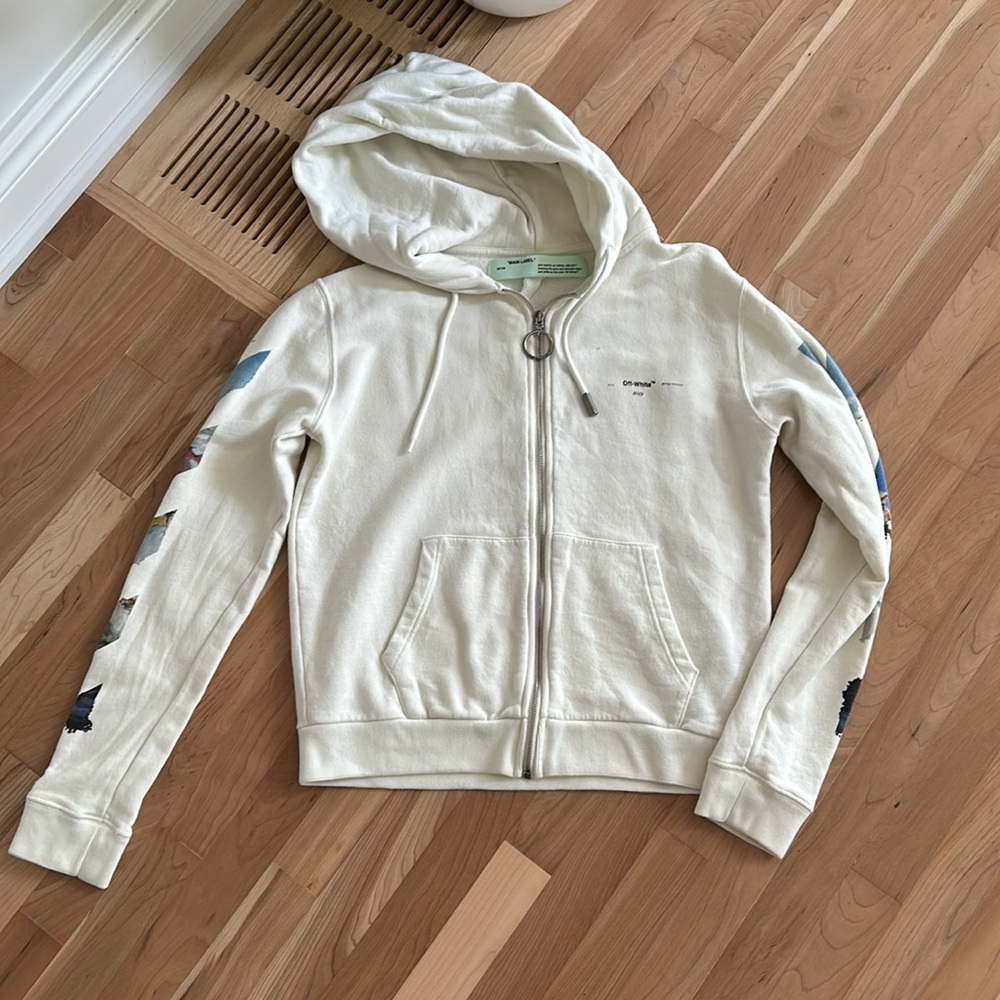 OFF-WHITE Diag Print Zip Up Hoodie